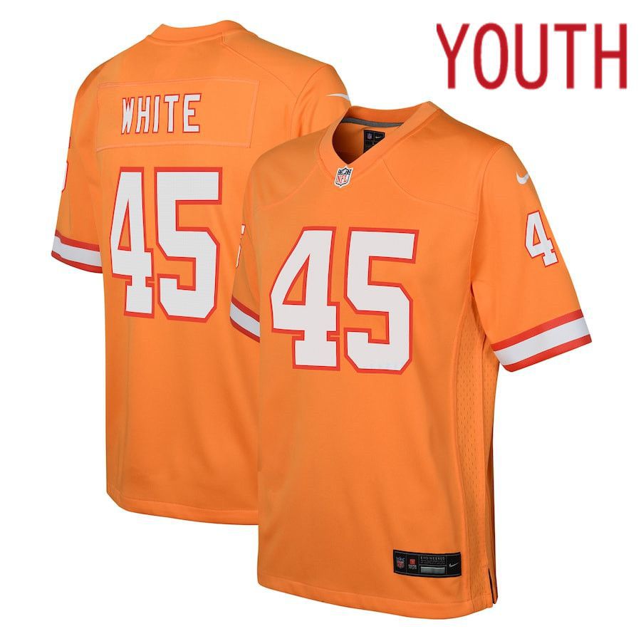 Youth Tampa Bay Buccaneers 45 Devin White Nike Orange Throwback Game NFL Jersey